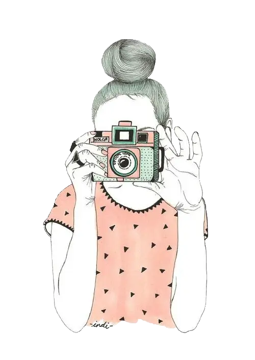 Illustration of Girl with Camera
