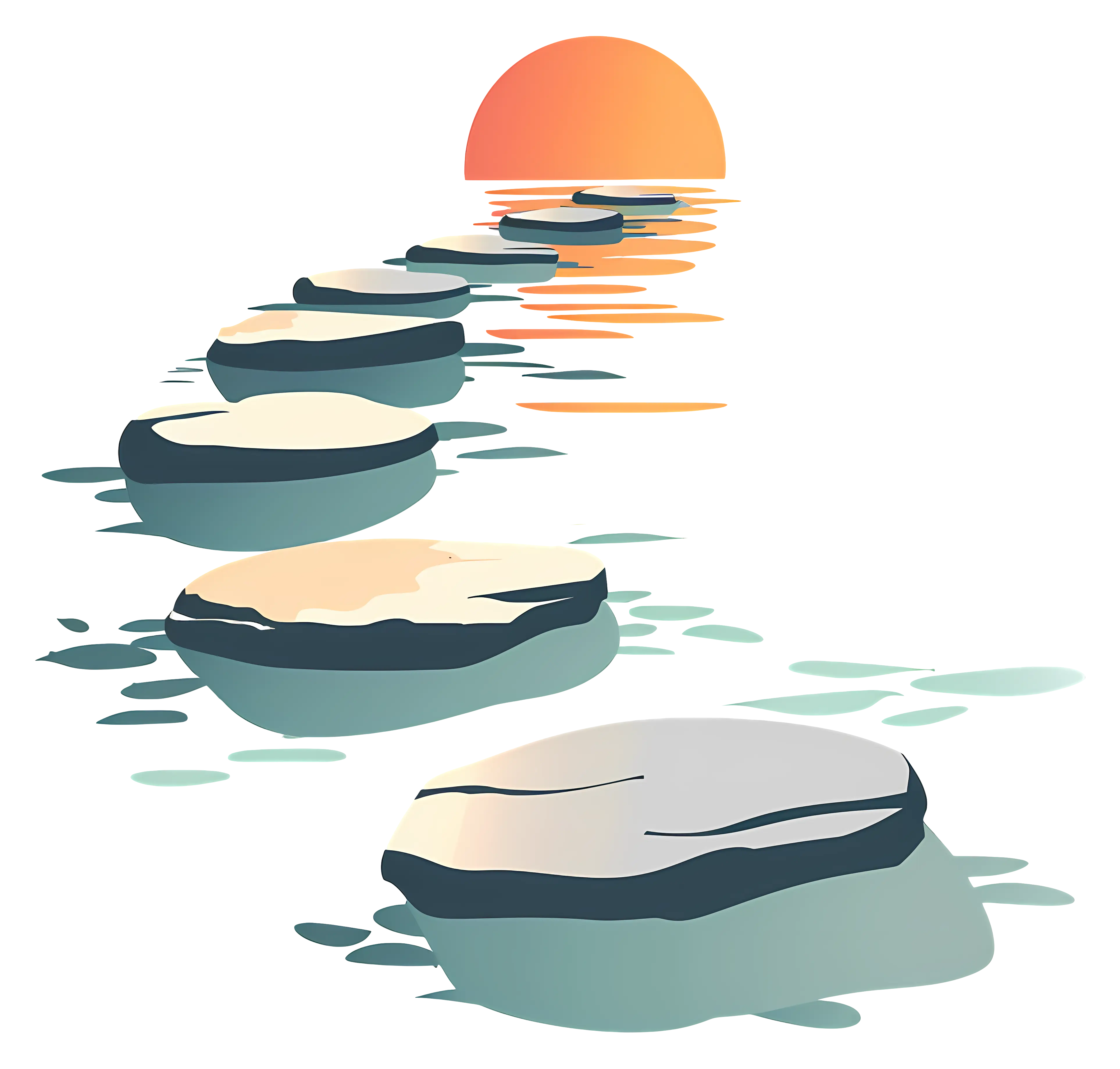 Stepping Stones Leading to Sunset