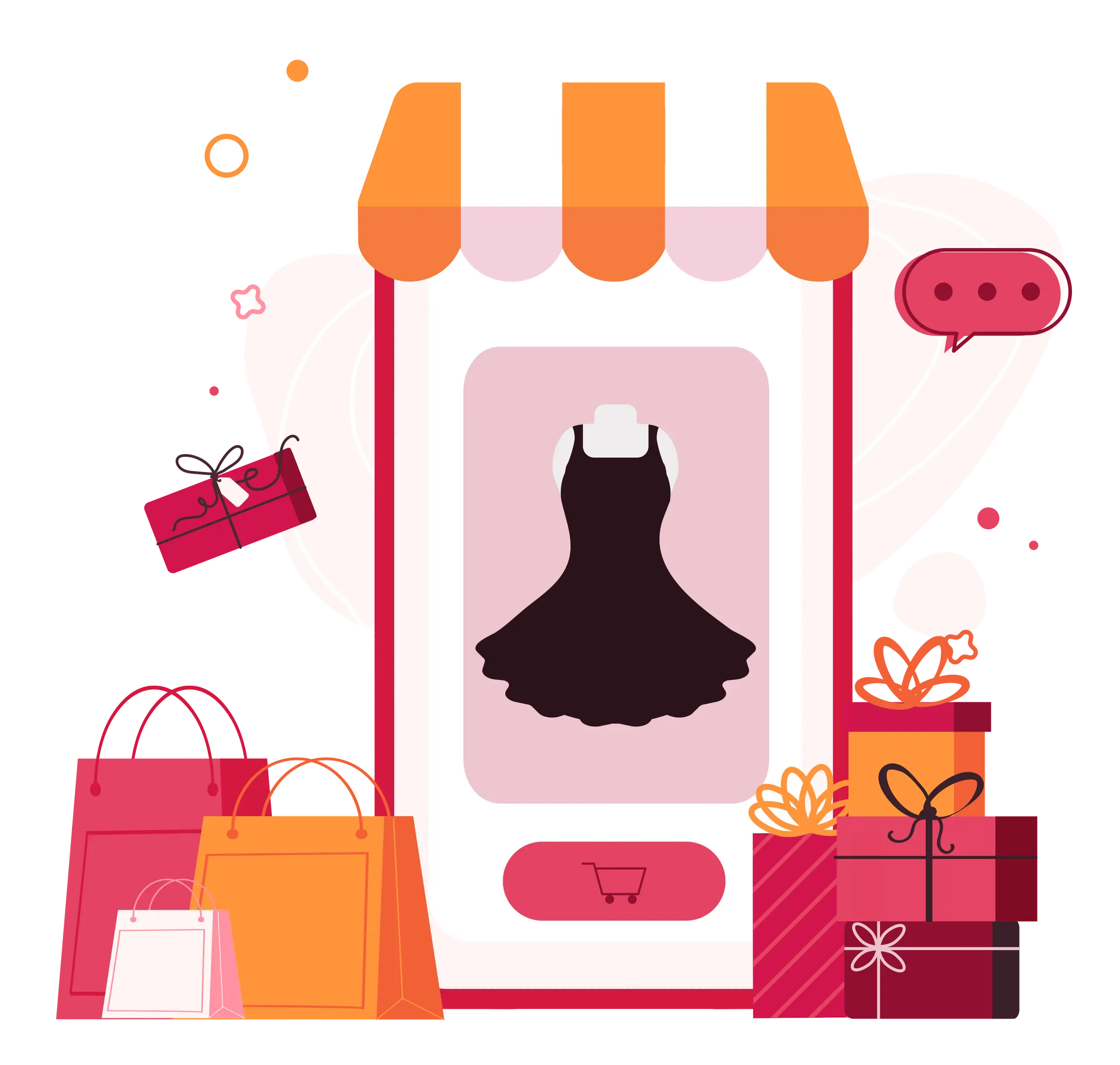 Online Shopping Clothes and Gift Bags Concept