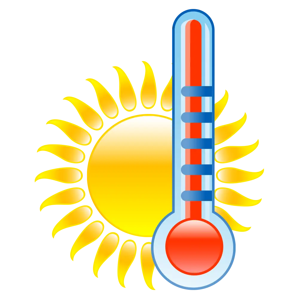 Sun and Thermometer Indicating High Temperature