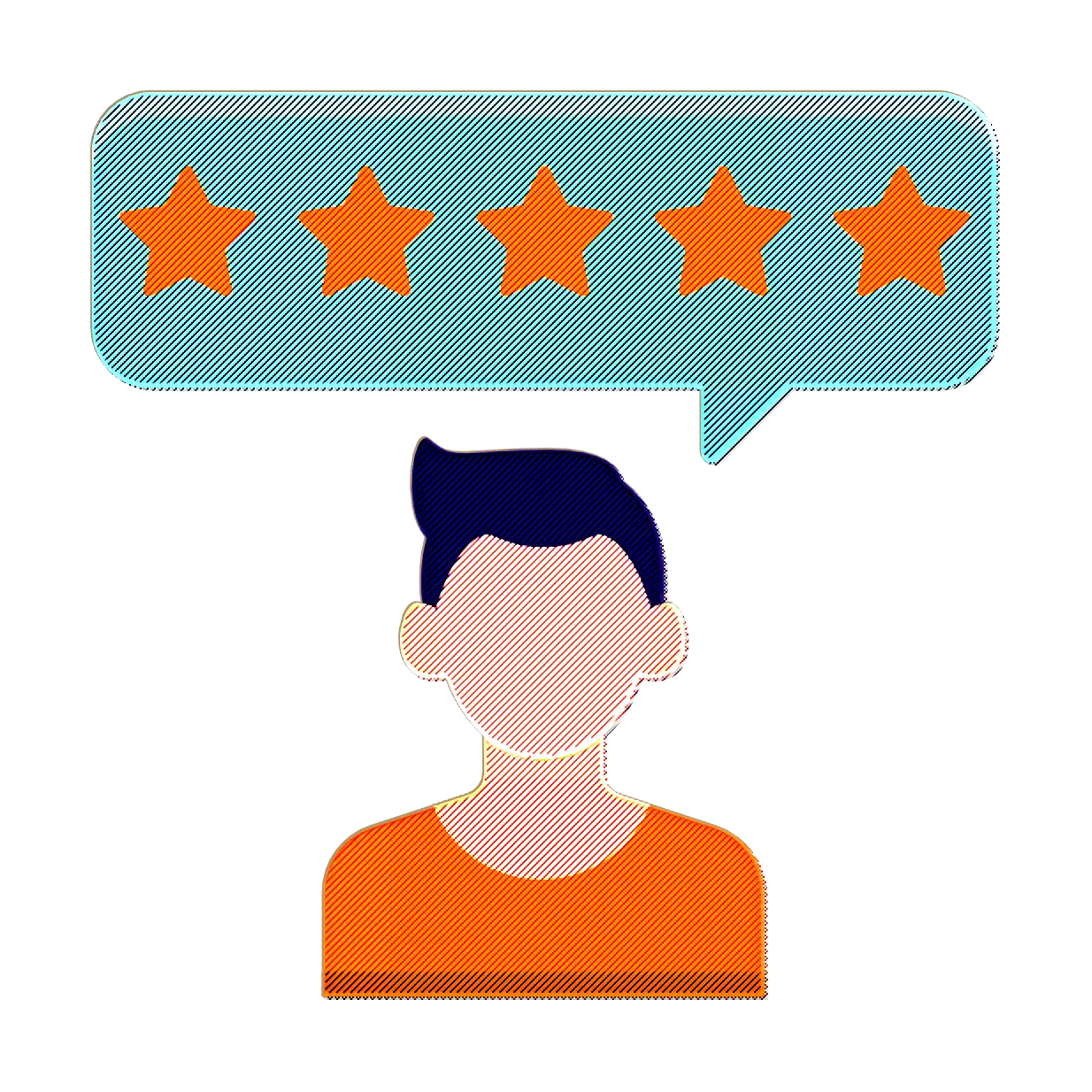 Person with Five-Star Customer Review Icon