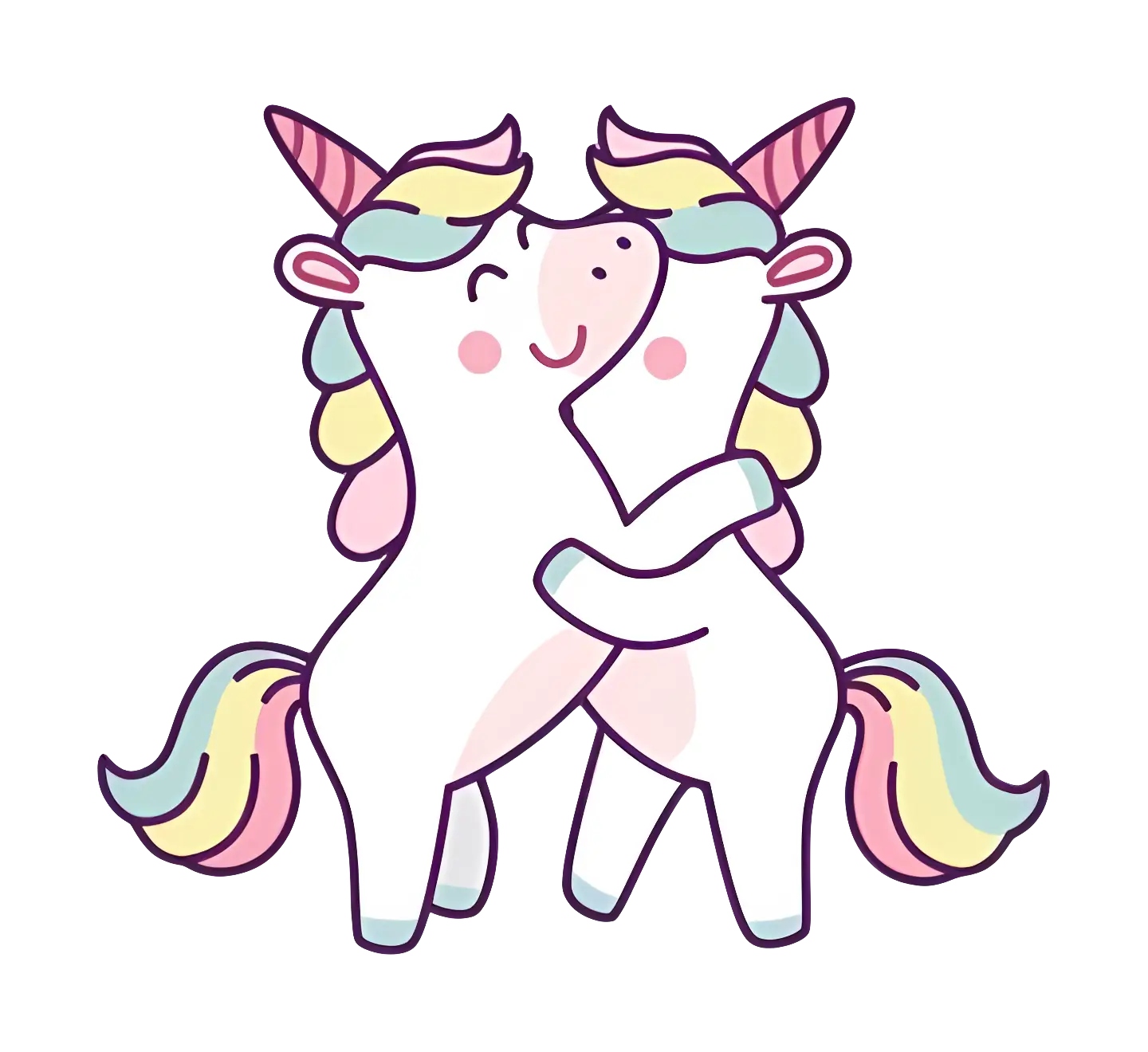 Hugging Unicorns Cartoon