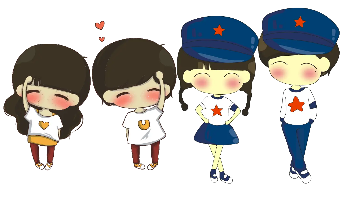 Cartoon Kids in Uniforms