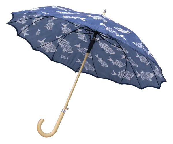 Blue Fish-Patterned Umbrella for Rainy Days