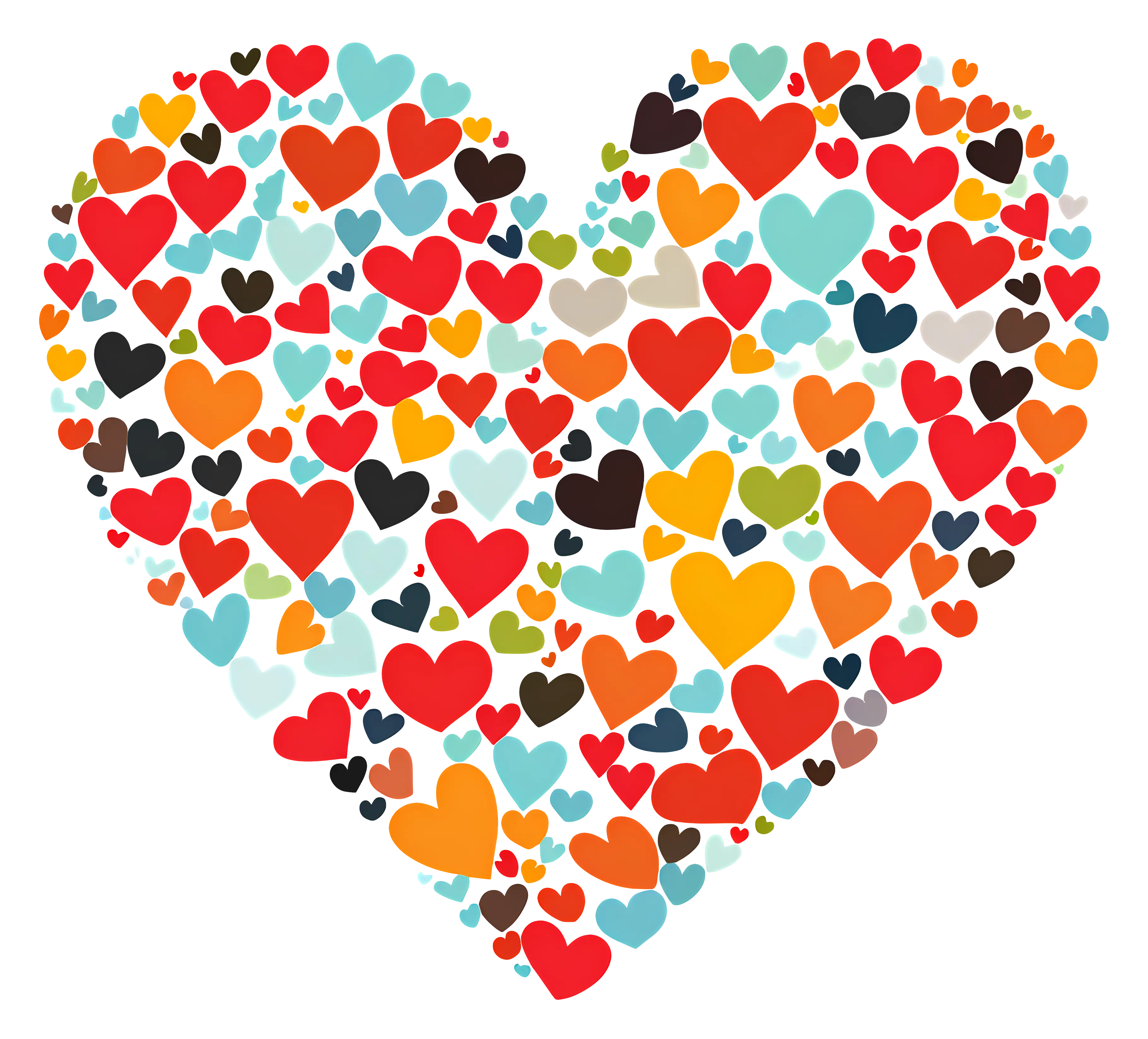 Colorful Heart Illustration with Multiple Hearts