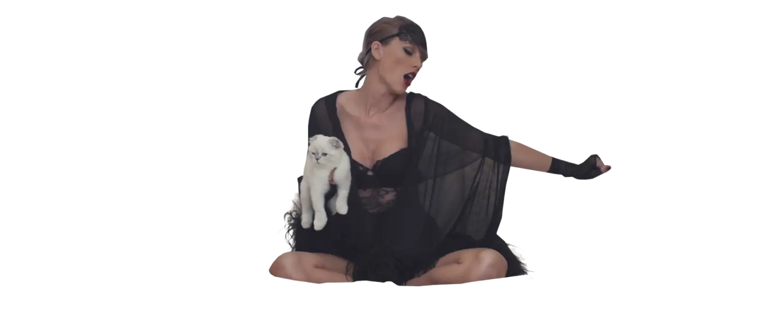 Woman Sitting with White Cat