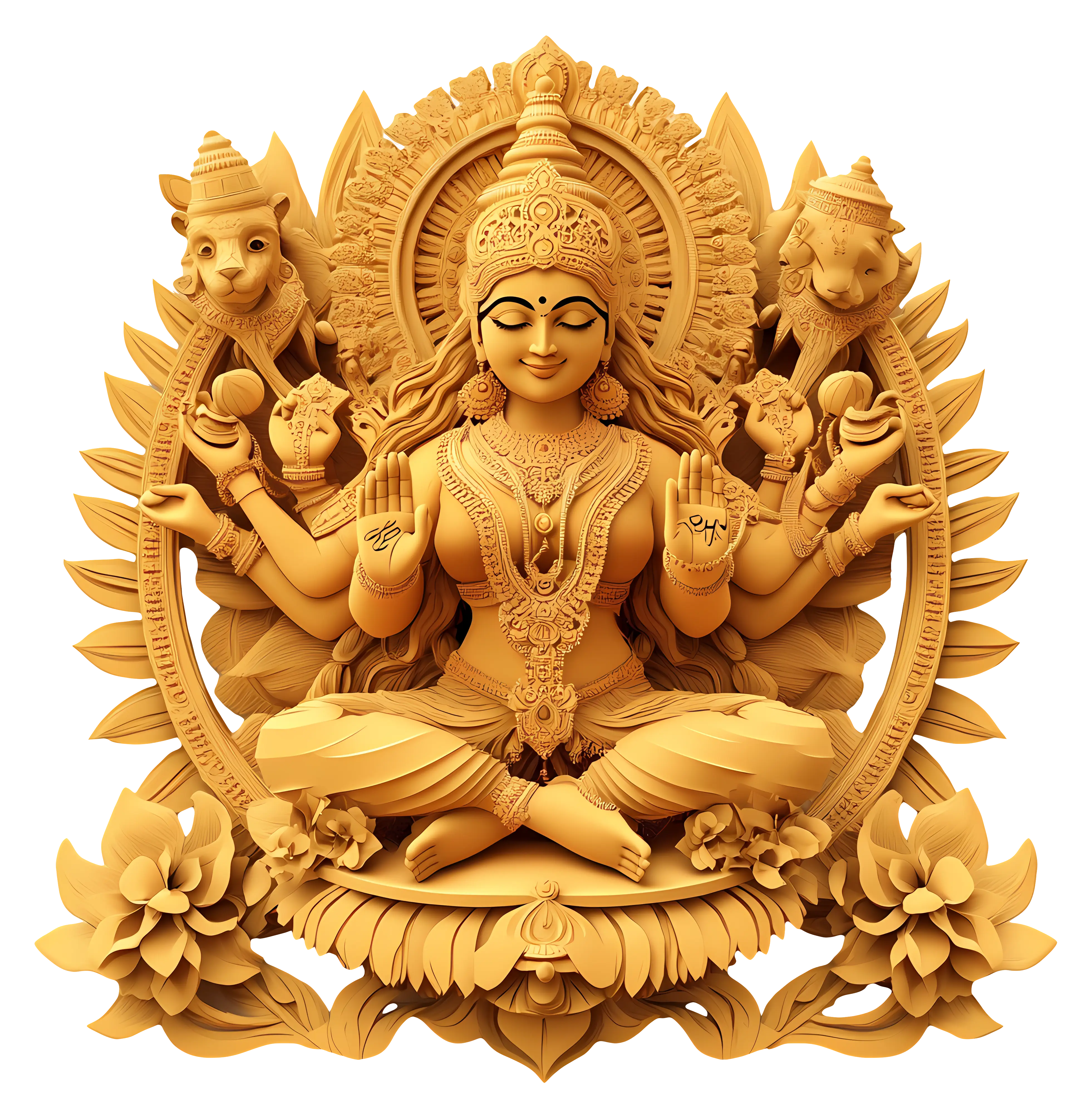 Intricate Hindu Goddess Sculpture