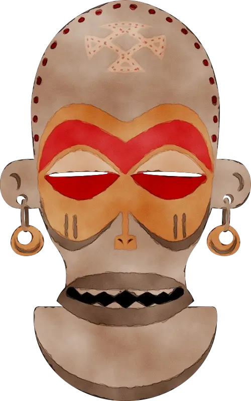 Tribal Mask Illustration with Bold Features