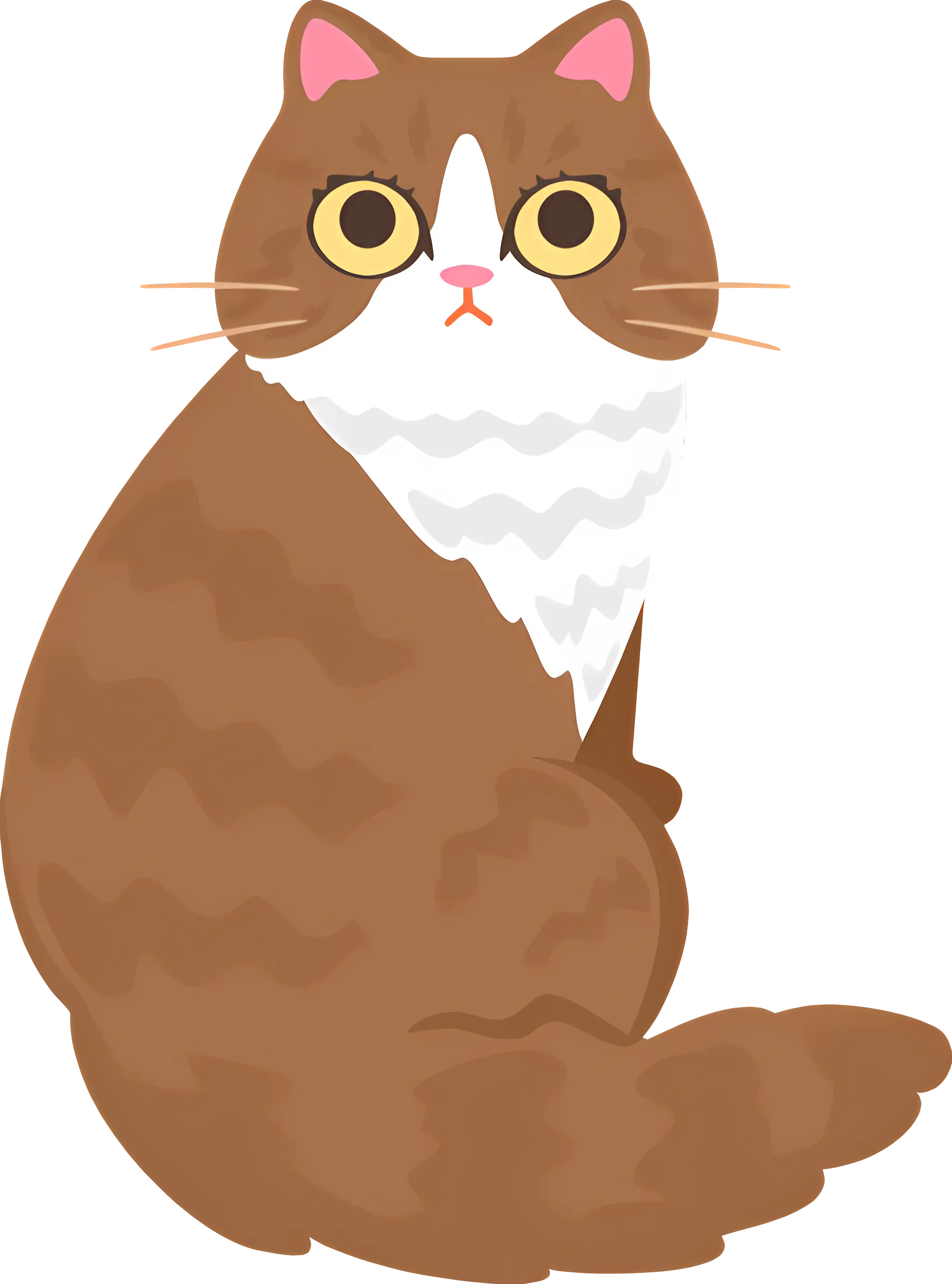 Brown Fluffy Cat Sitting Calmly