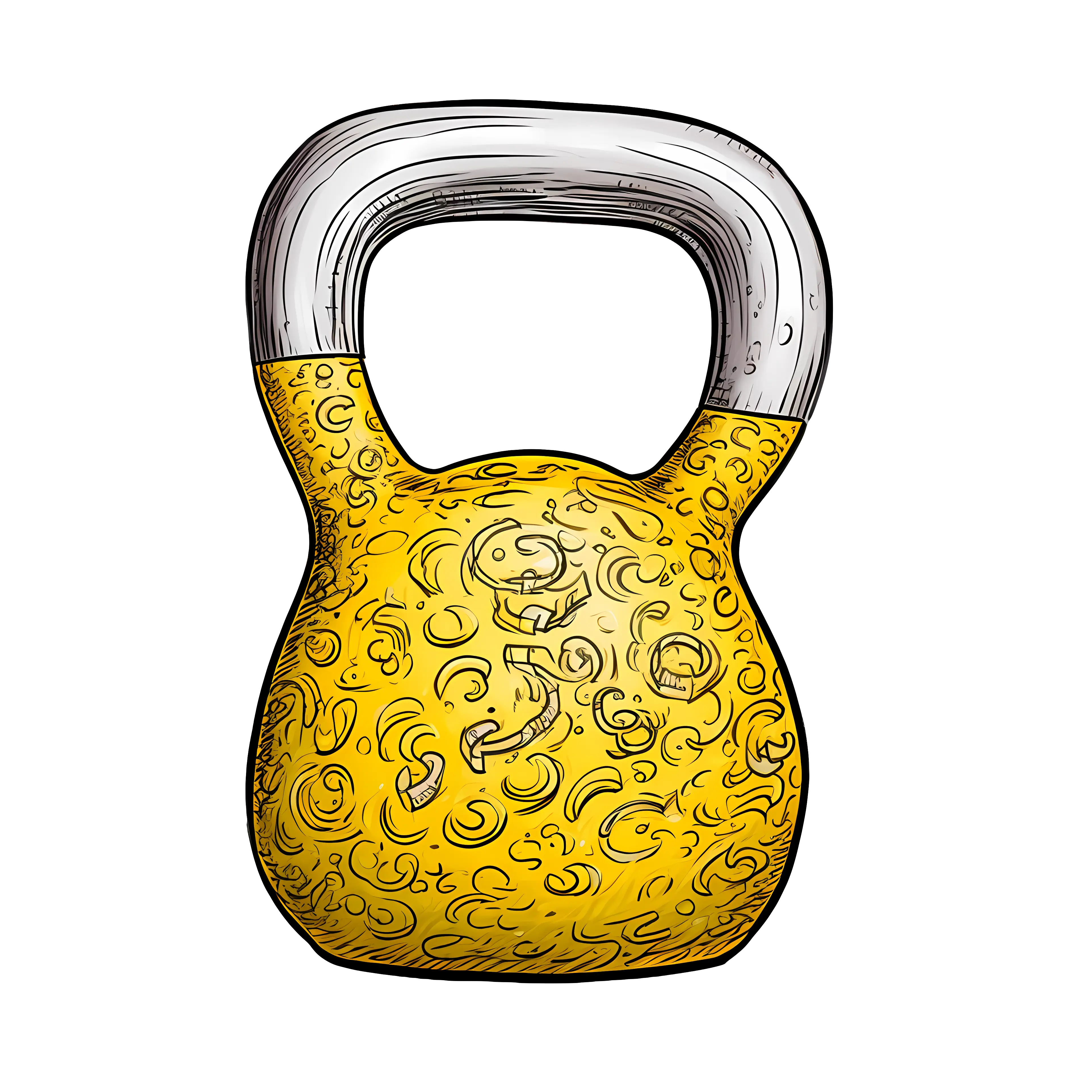 Yellow Kettlebell Cartoon for Workout Themes