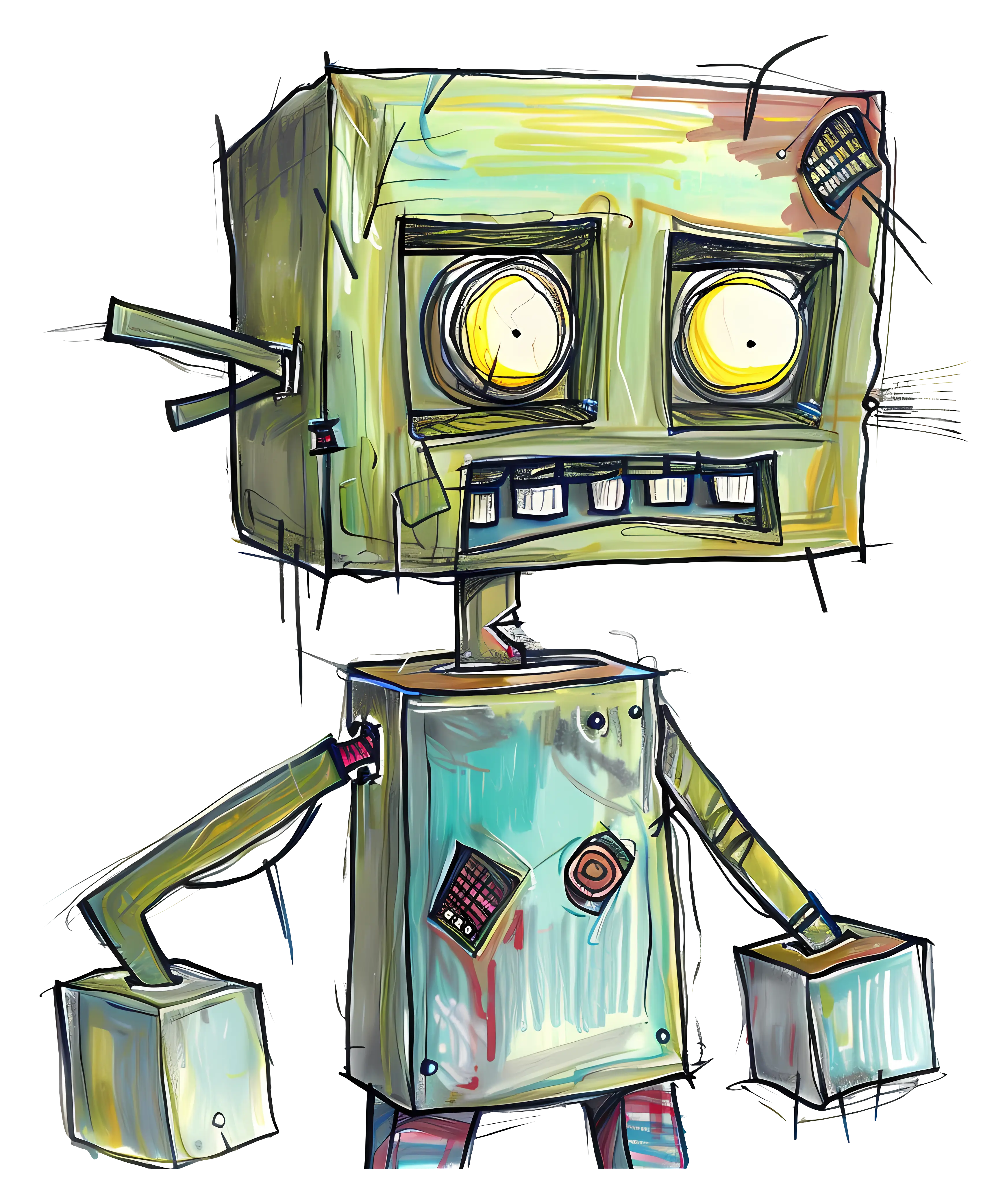 Quirky Boxy Cartoon Robot