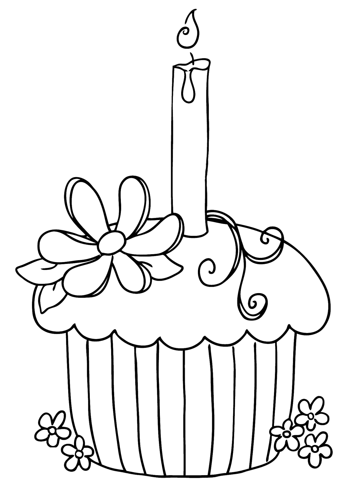 Cupcake with Candle Sketch
