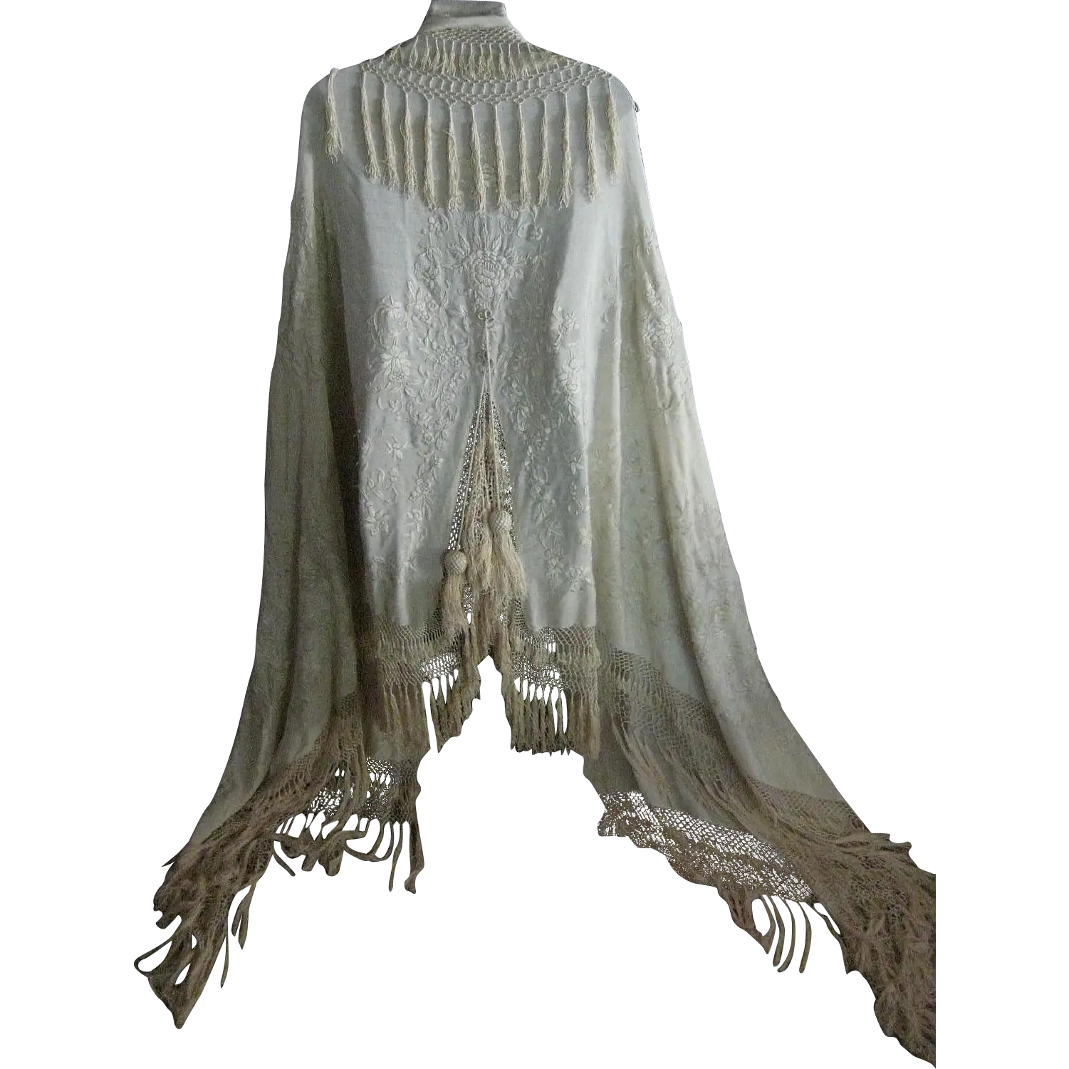 White Shawl with Fringe