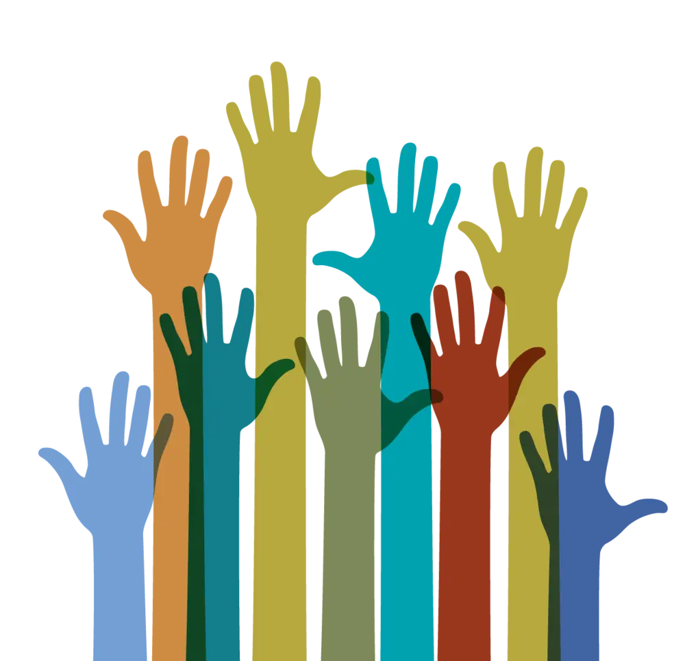 Raised Colorful Hands Illustration