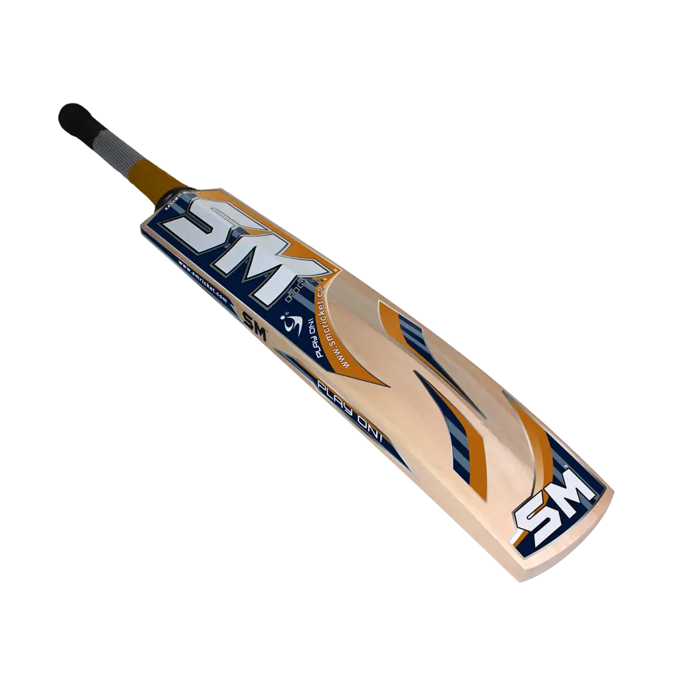 Wooden Cricket Bat with Blue Handle