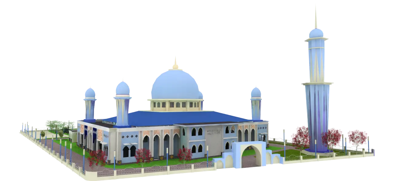 3D Model of a Mosque with Blue Dome