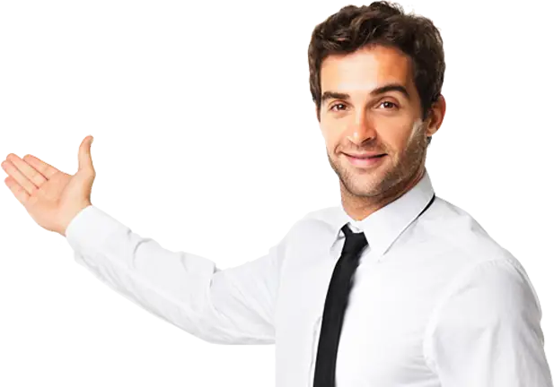 Man in Formal Wear with Hand Gesture