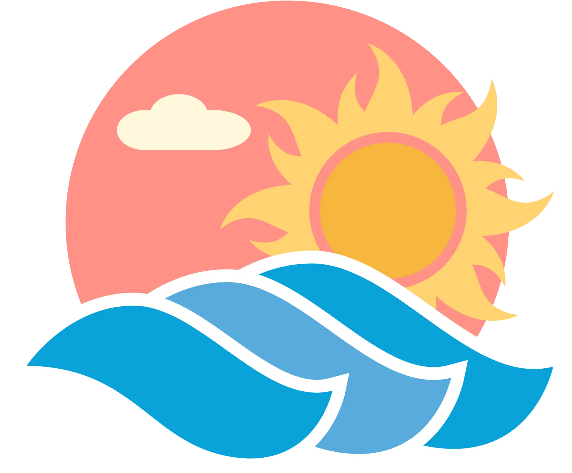 Sun and Ocean Waves Illustration