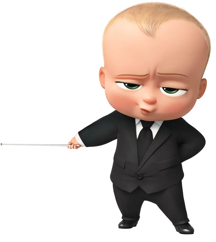 Cartoon Baby in Suit with Confident Expression