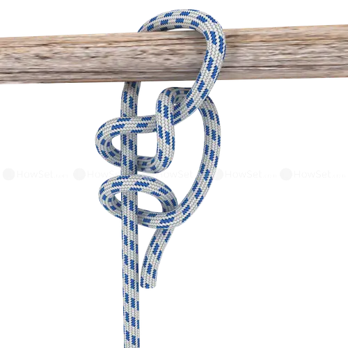 Detailed Rope Knot Tied on Wooden Bar