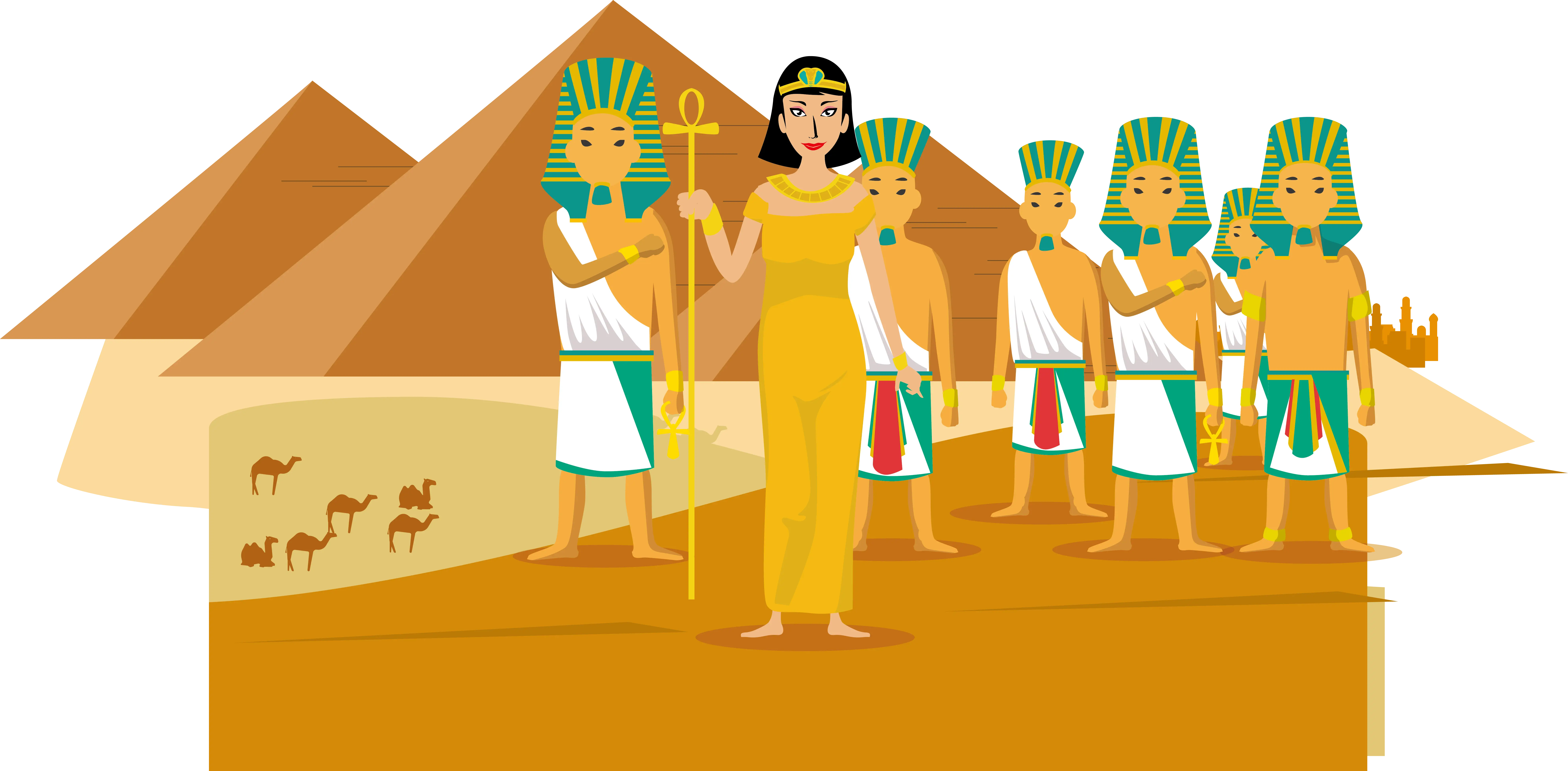 Illustration of Ancient Egyptian Culture and Pyramids