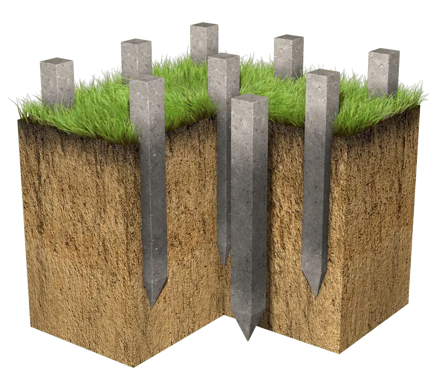 Concrete Piles in Soil