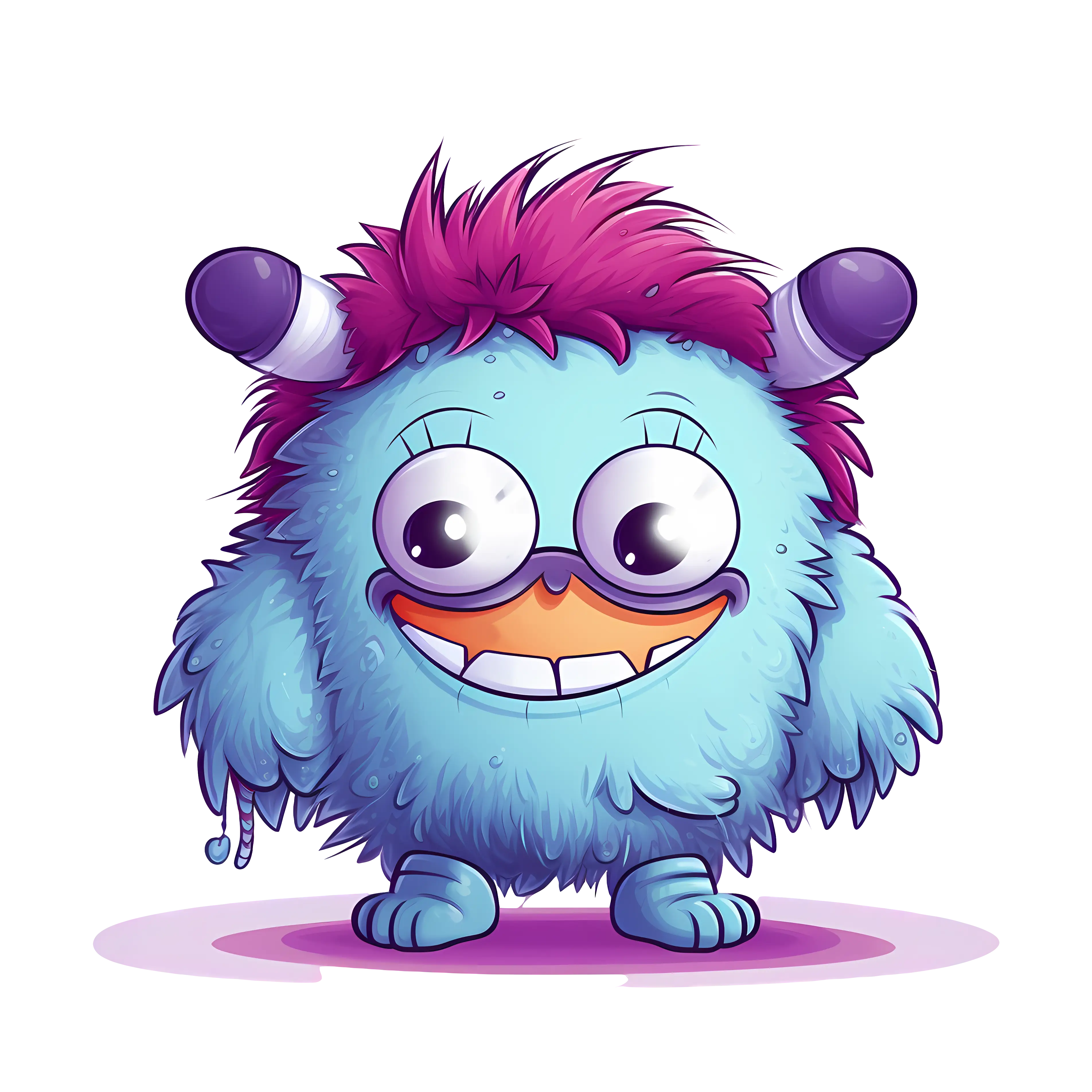 Cute Blue Monster with Purple Hair