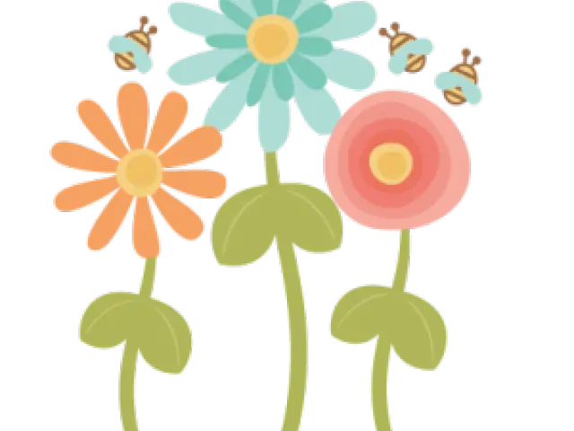 Colorful Cartoon Flowers with Bees