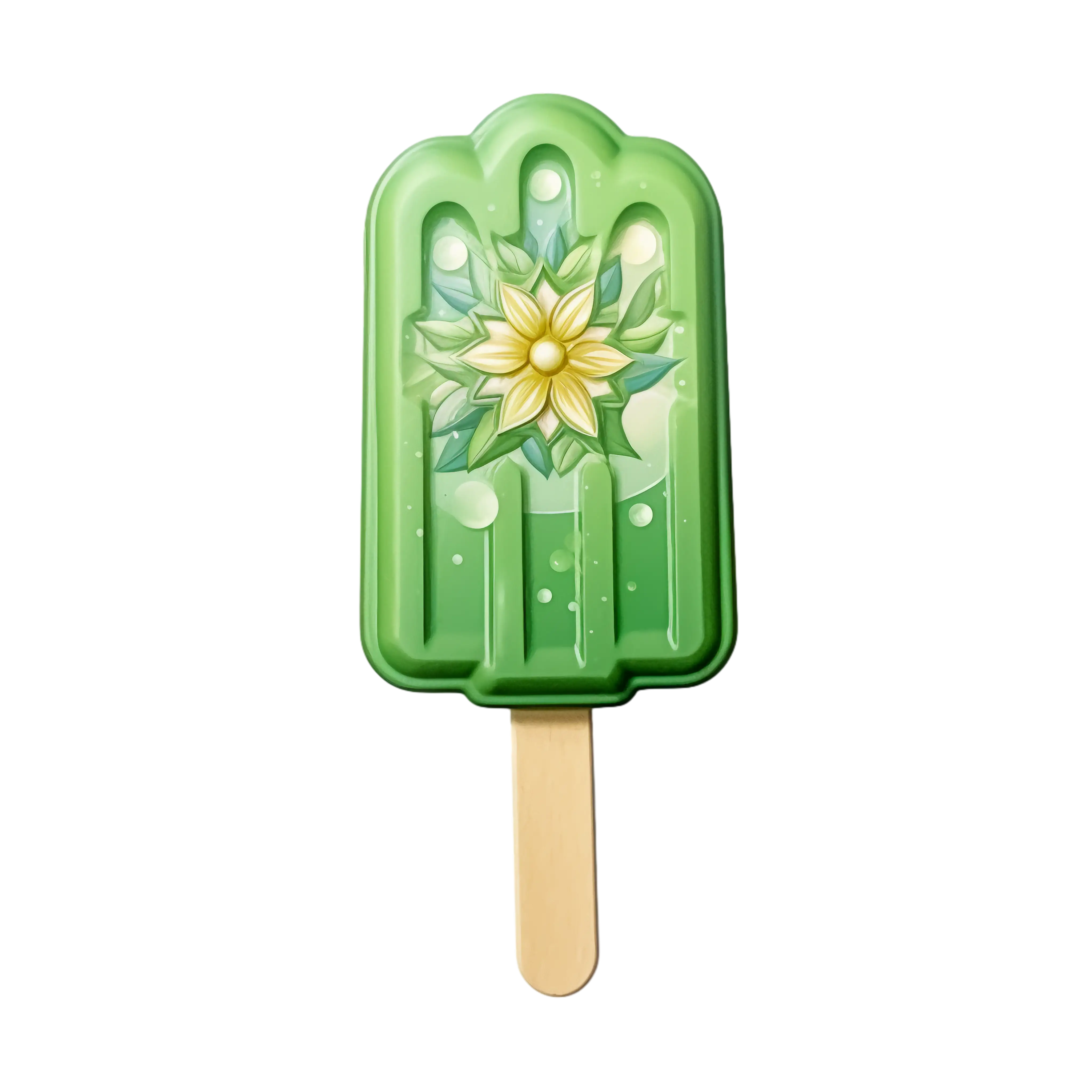 Green Popsicle with Floral Artwork