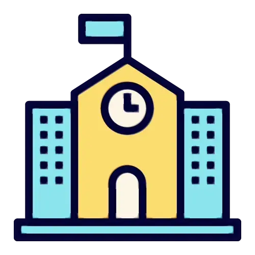 School Building Icon Illustration