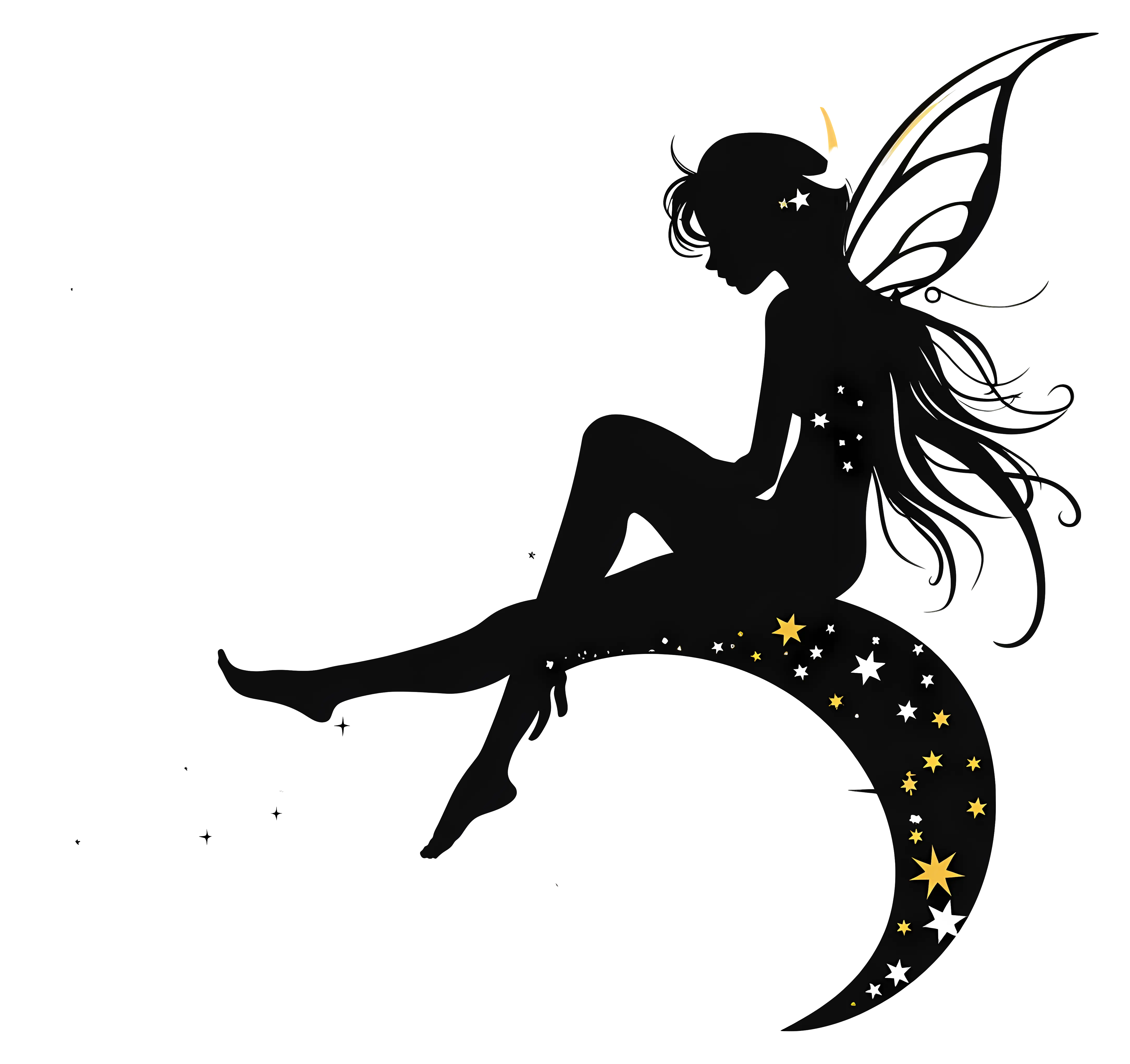 Fairy Sitting on Crescent Moon