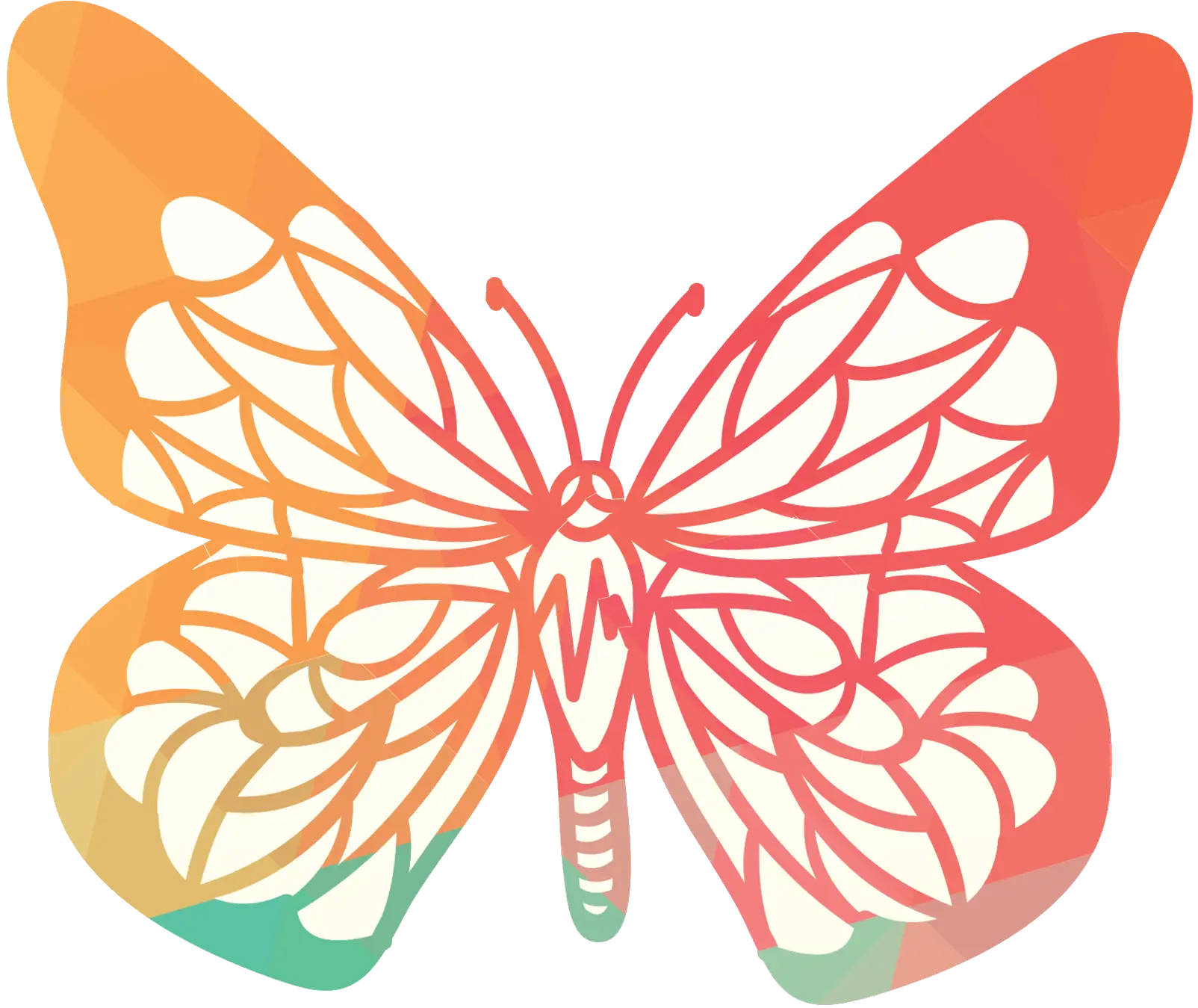 Vibrant Butterfly Outline with Gradient Colors