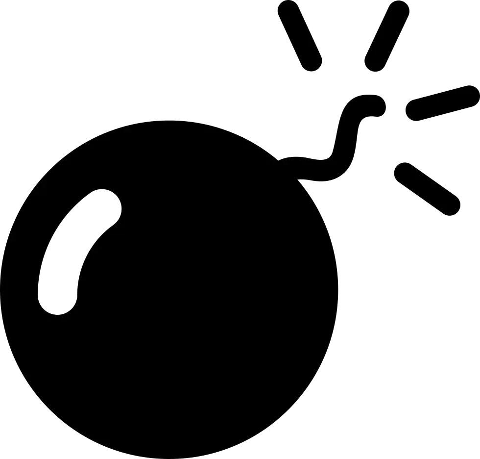 Cartoon Bomb Icon with Lit Fuse
