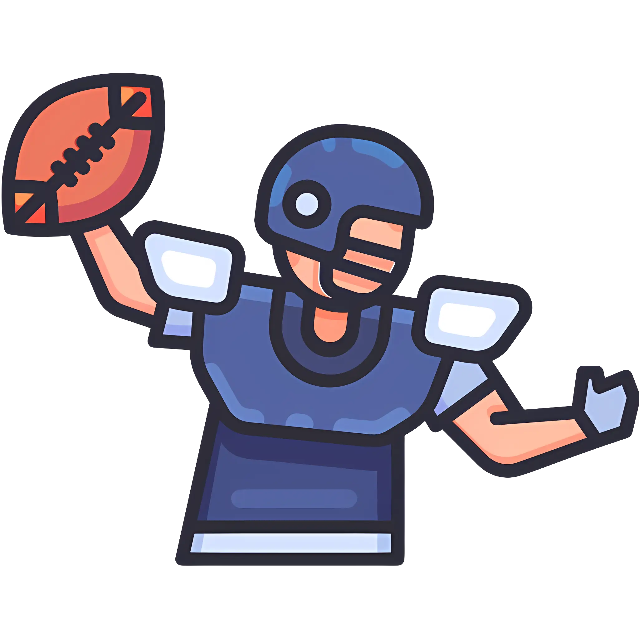 Cartoon Football Player Throwing Ball