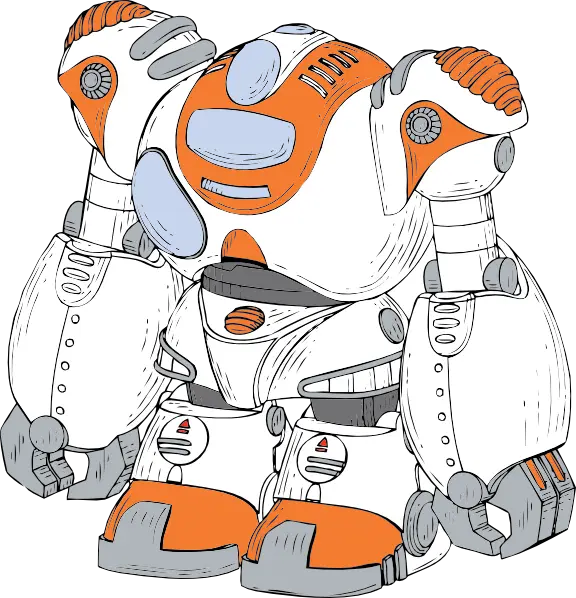 Cartoonish Futuristic Robot Illustration