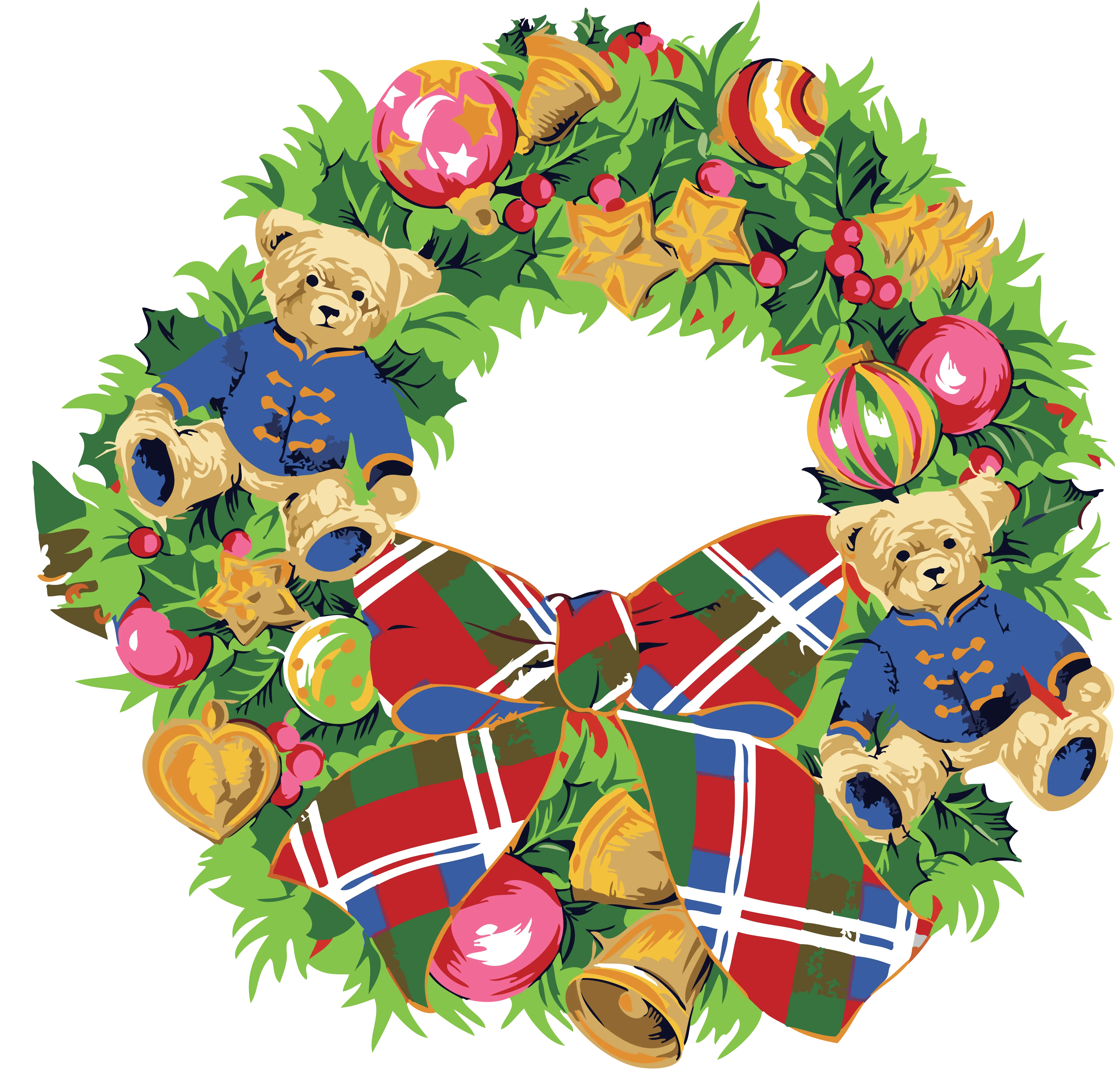 Festive Christmas Wreath with Teddy Bears