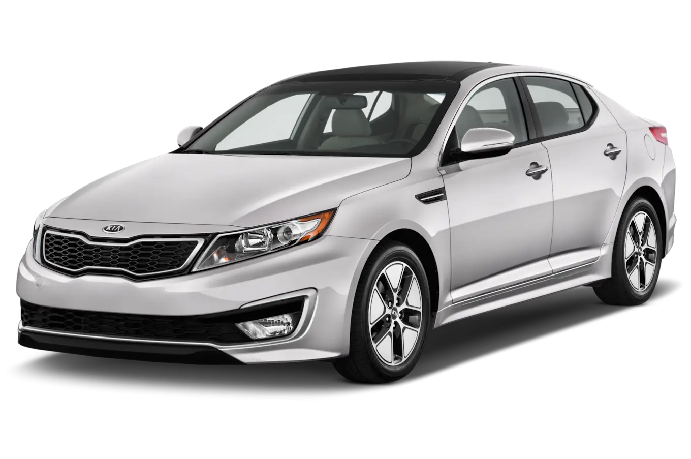 Front View of White Sedan Compact Car