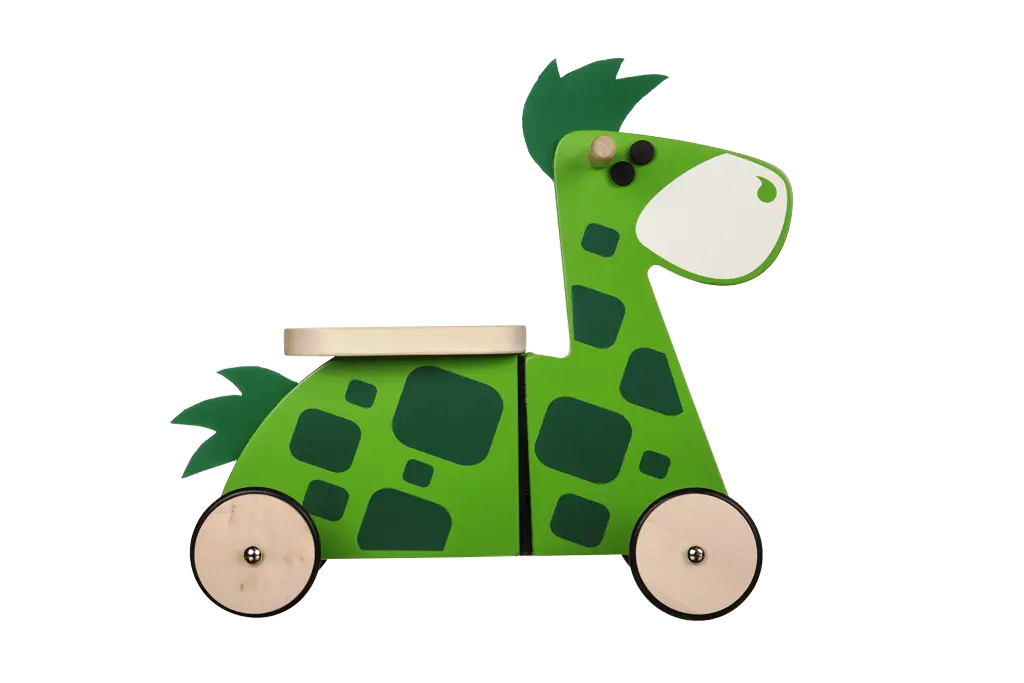Green Wooden Ride-On Toy for Kids