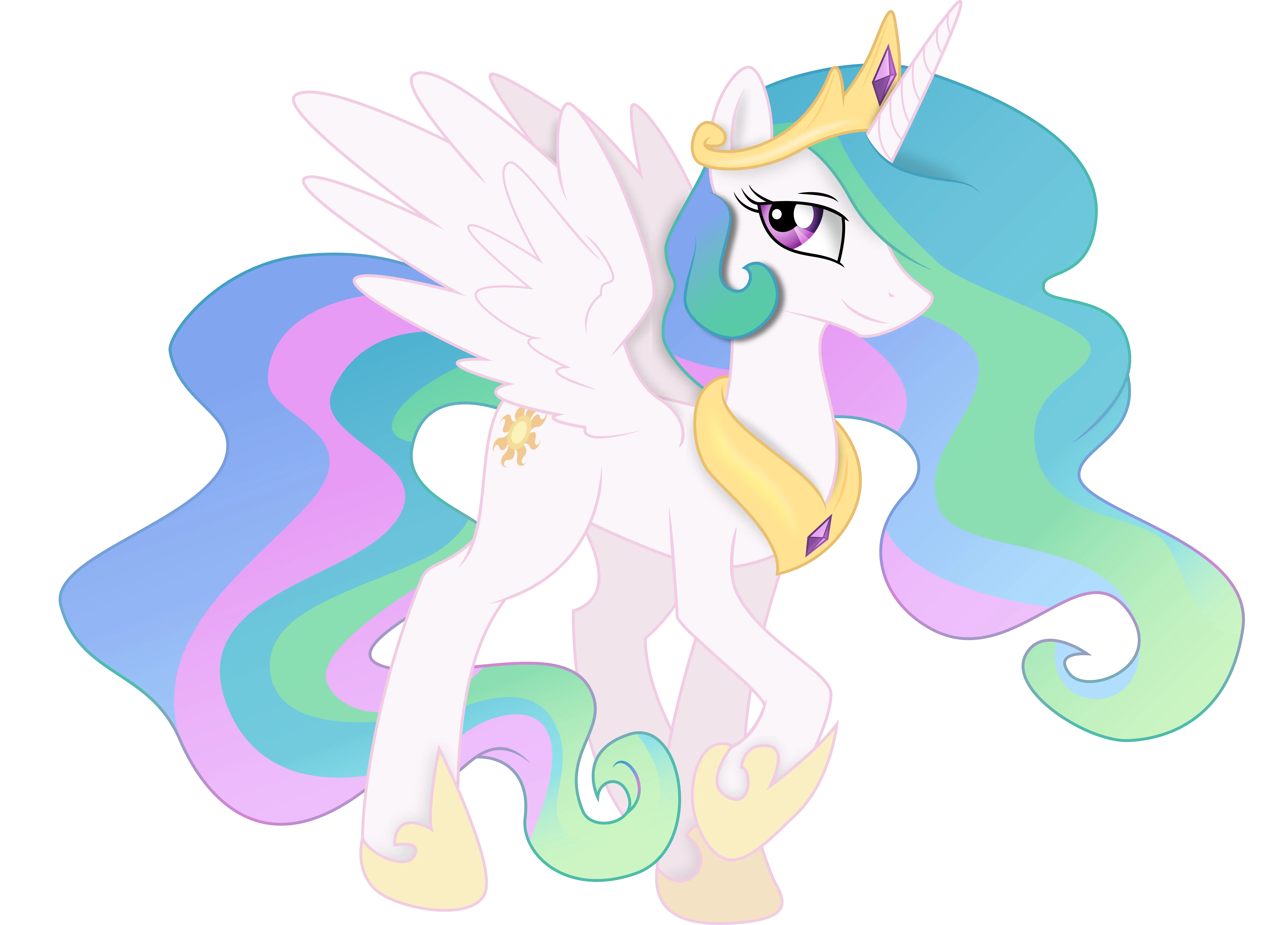 Cartoon Pegasus with Colorful Mane and Wings