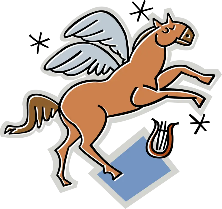Flying Pegasus with Lyre