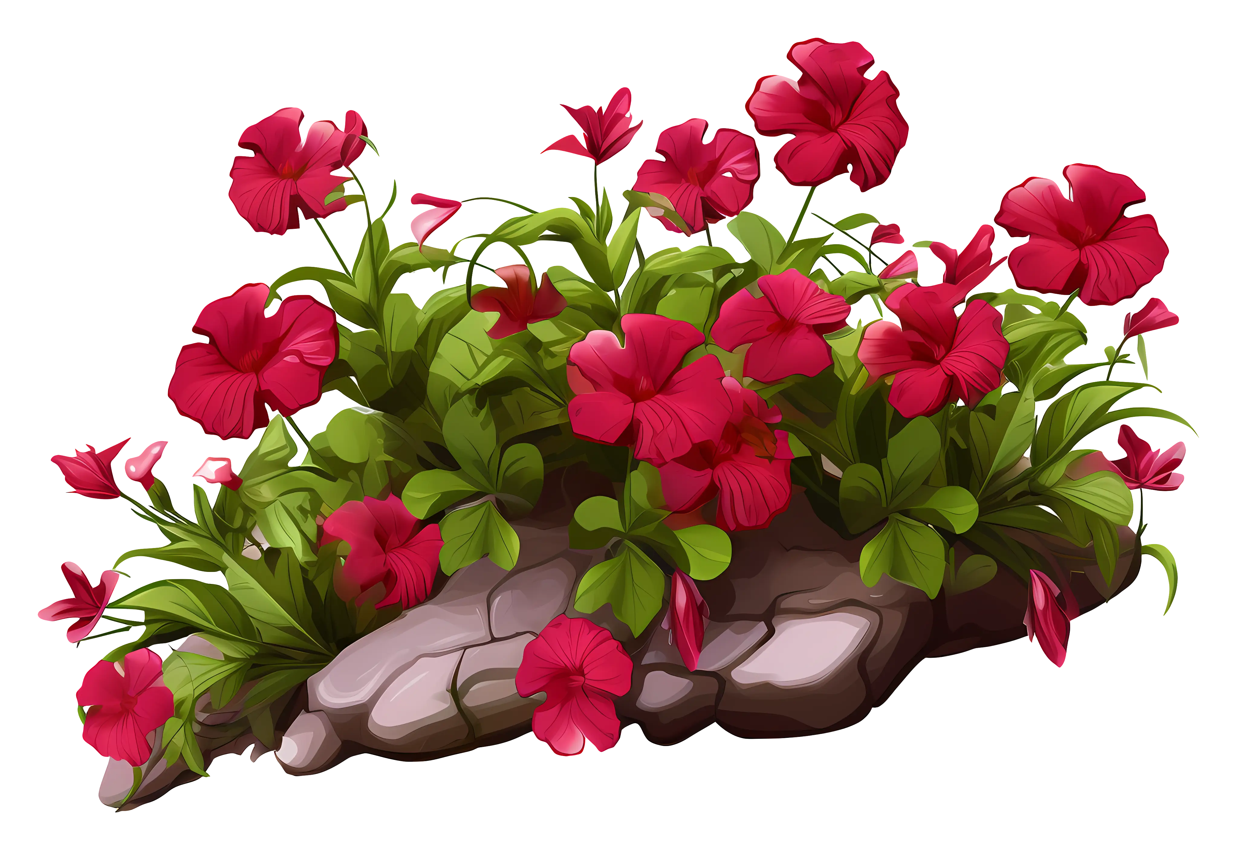 Red Flowers on Rock