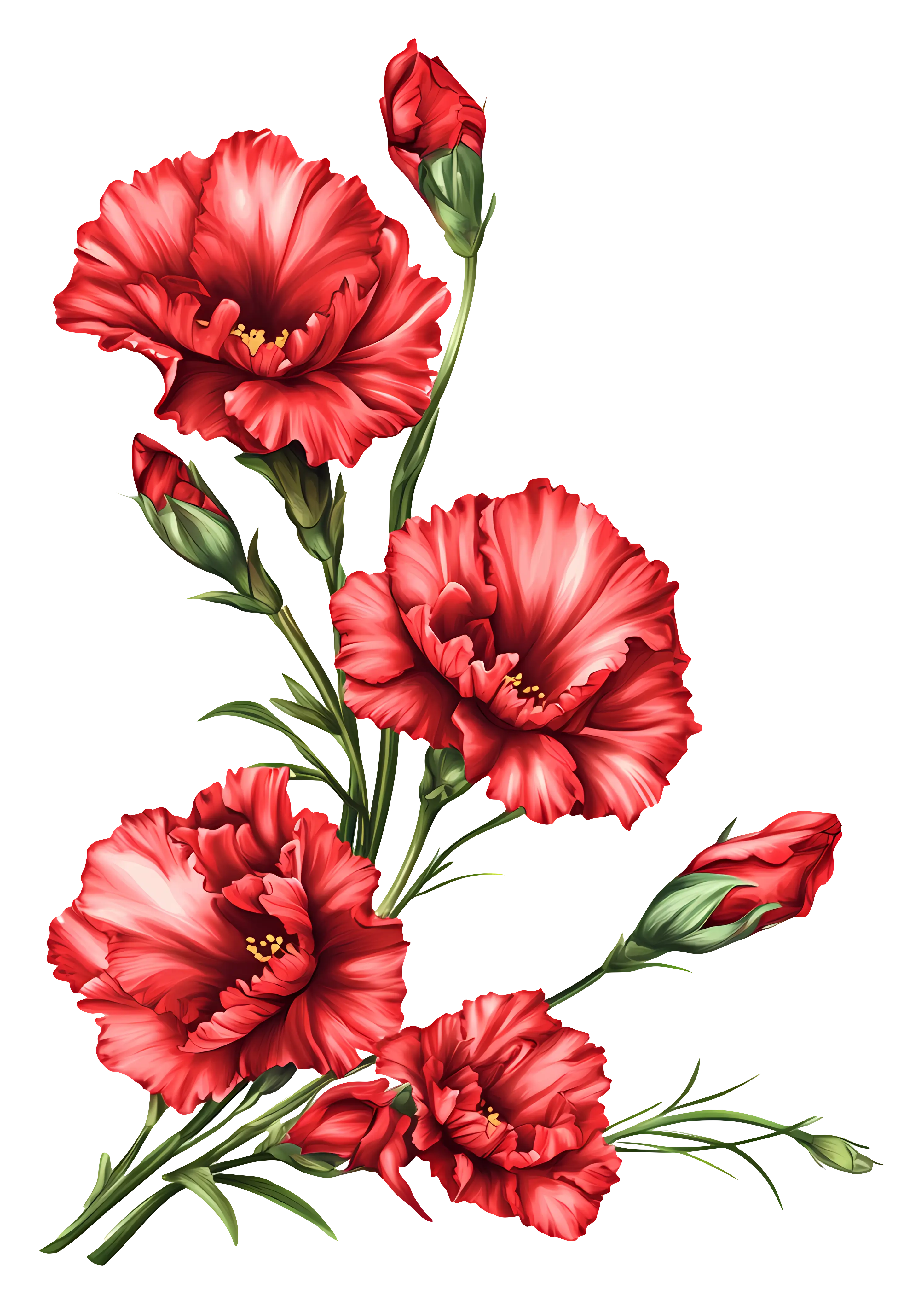 Red Carnation Flowers Illustration