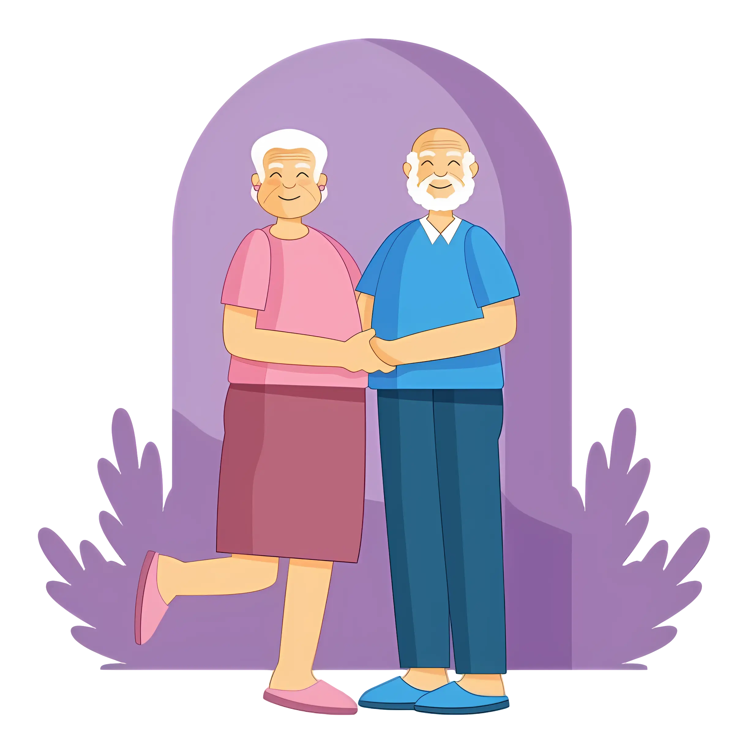 Elderly Couple Holding Hands