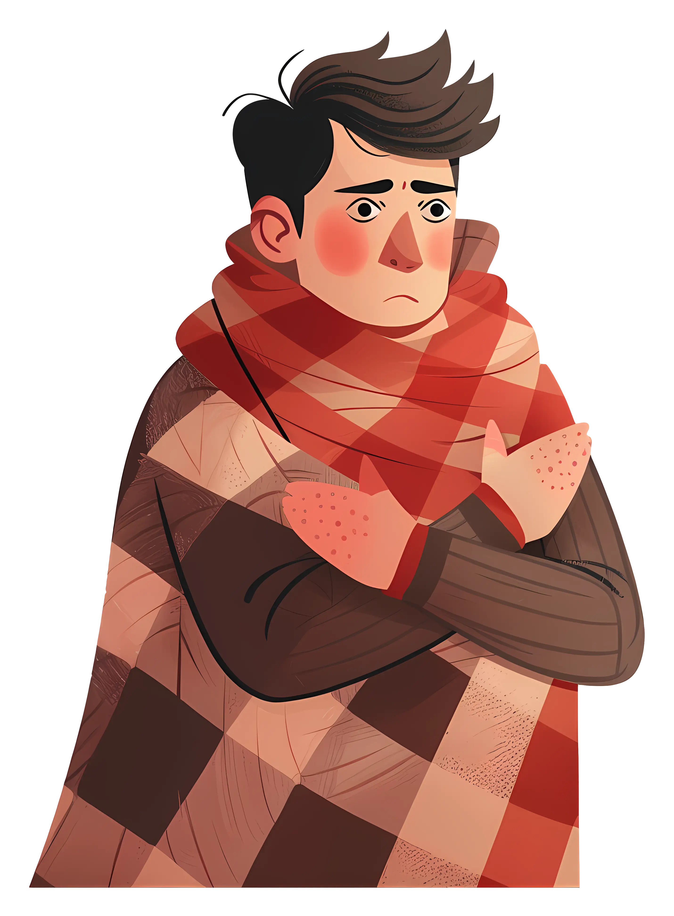 Man Shivering in Cold Weather