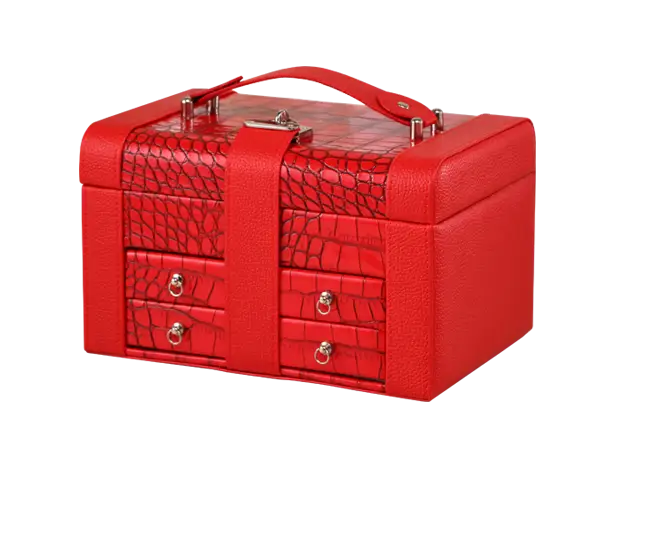 Red Jewelry Box with Drawers