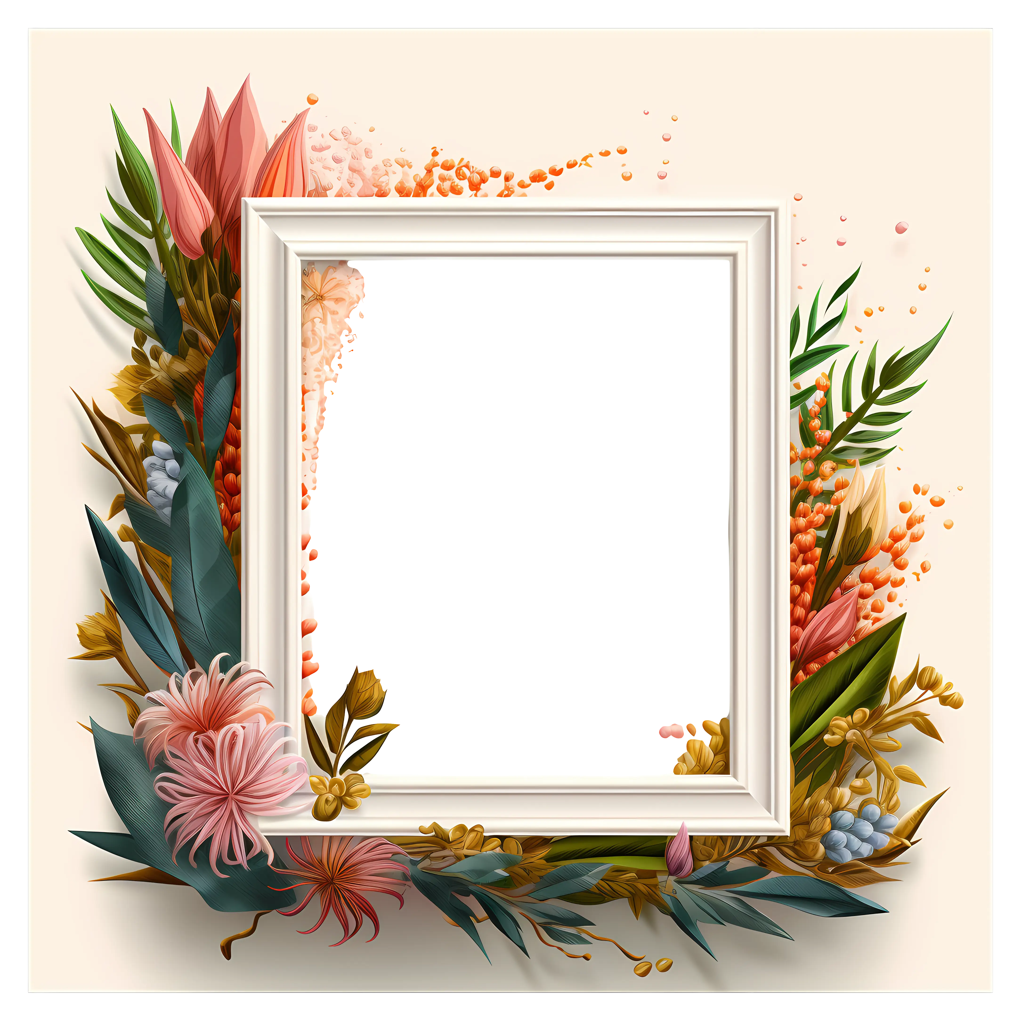 Floral Frame with Elegant Flowers