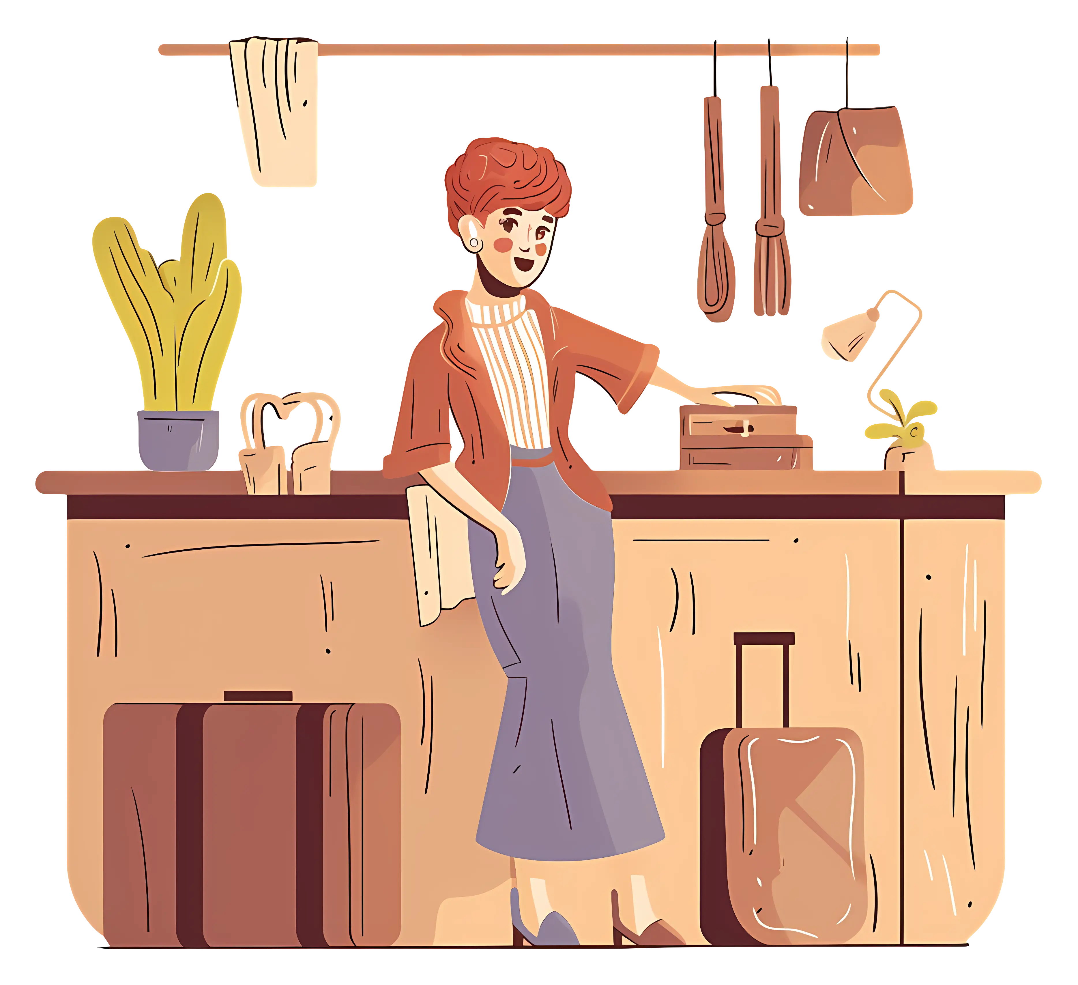 Woman at Shop Counter