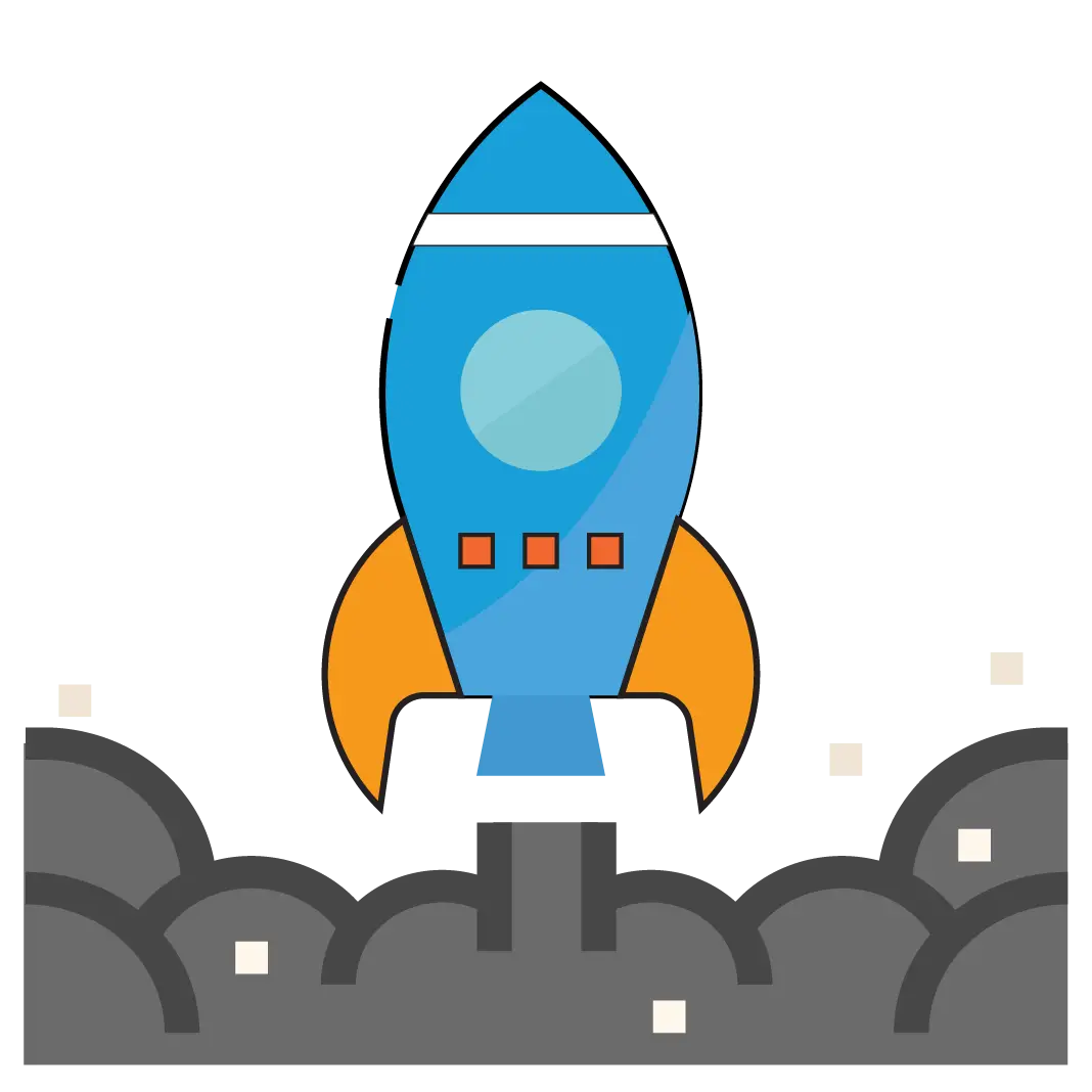 Blue Rocket Launch with Smoke Illustration