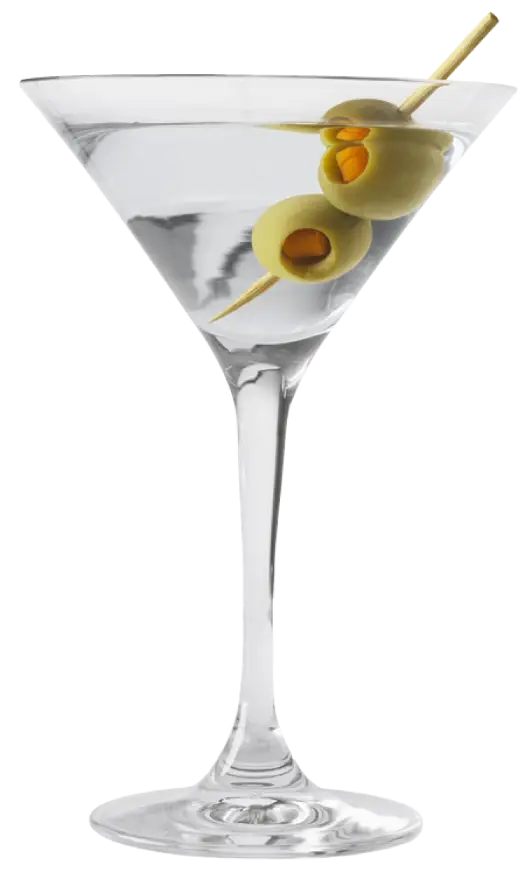 Martini Glass with Green Olive Garnish