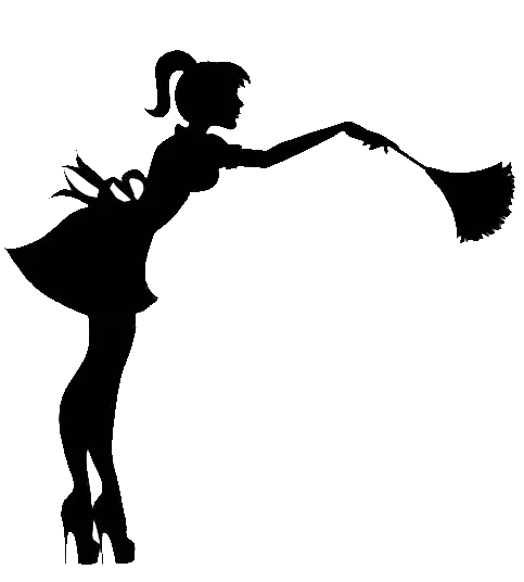Elegant cleaning maid silhouette with feather duster